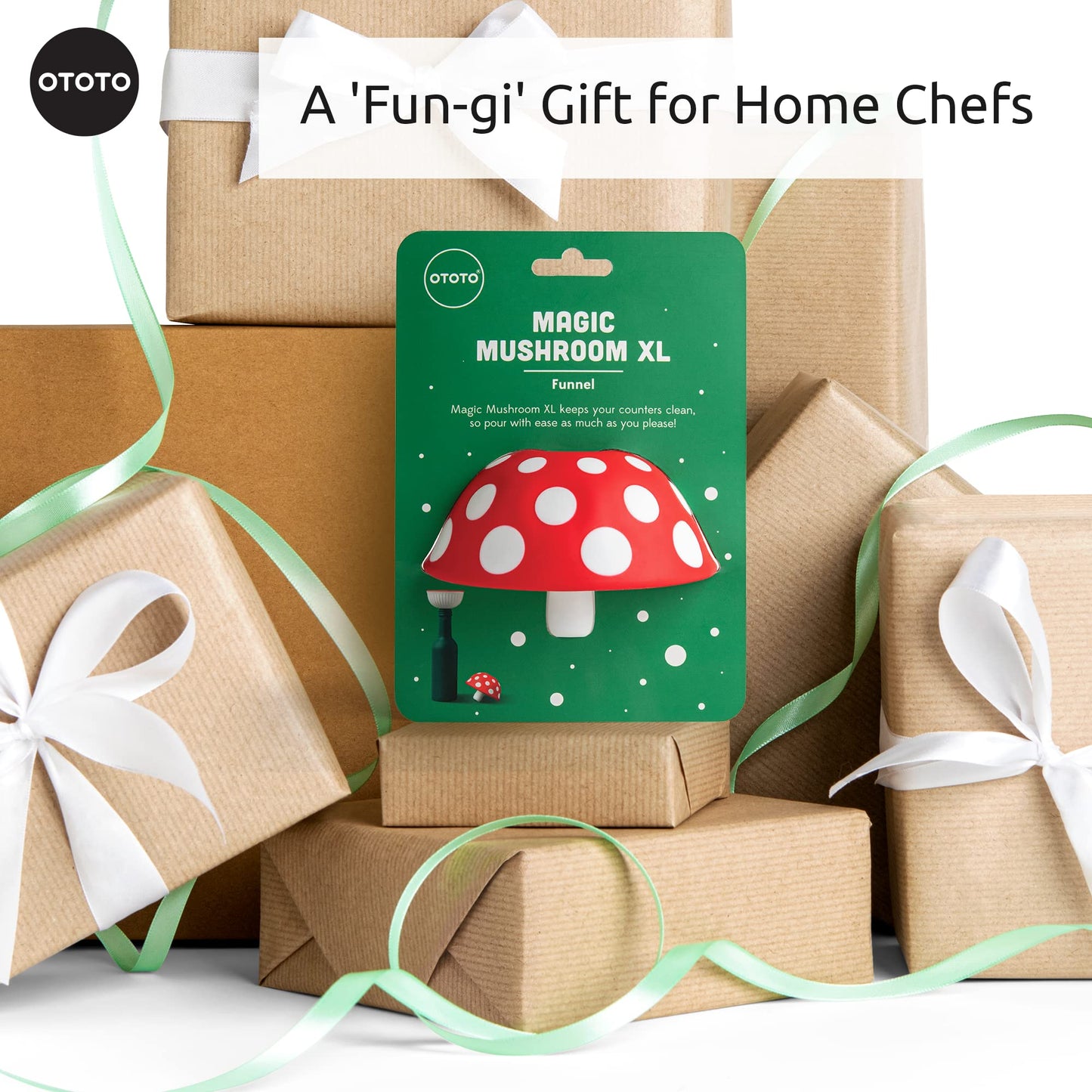 OTOTO Mushroom - Foldable Small Kitchen Funnel with Wide Mouth for Jars. Bottle Liquid Transfer - Silicone, 100% Food Safe, BPA Free, Dishwasher Safe