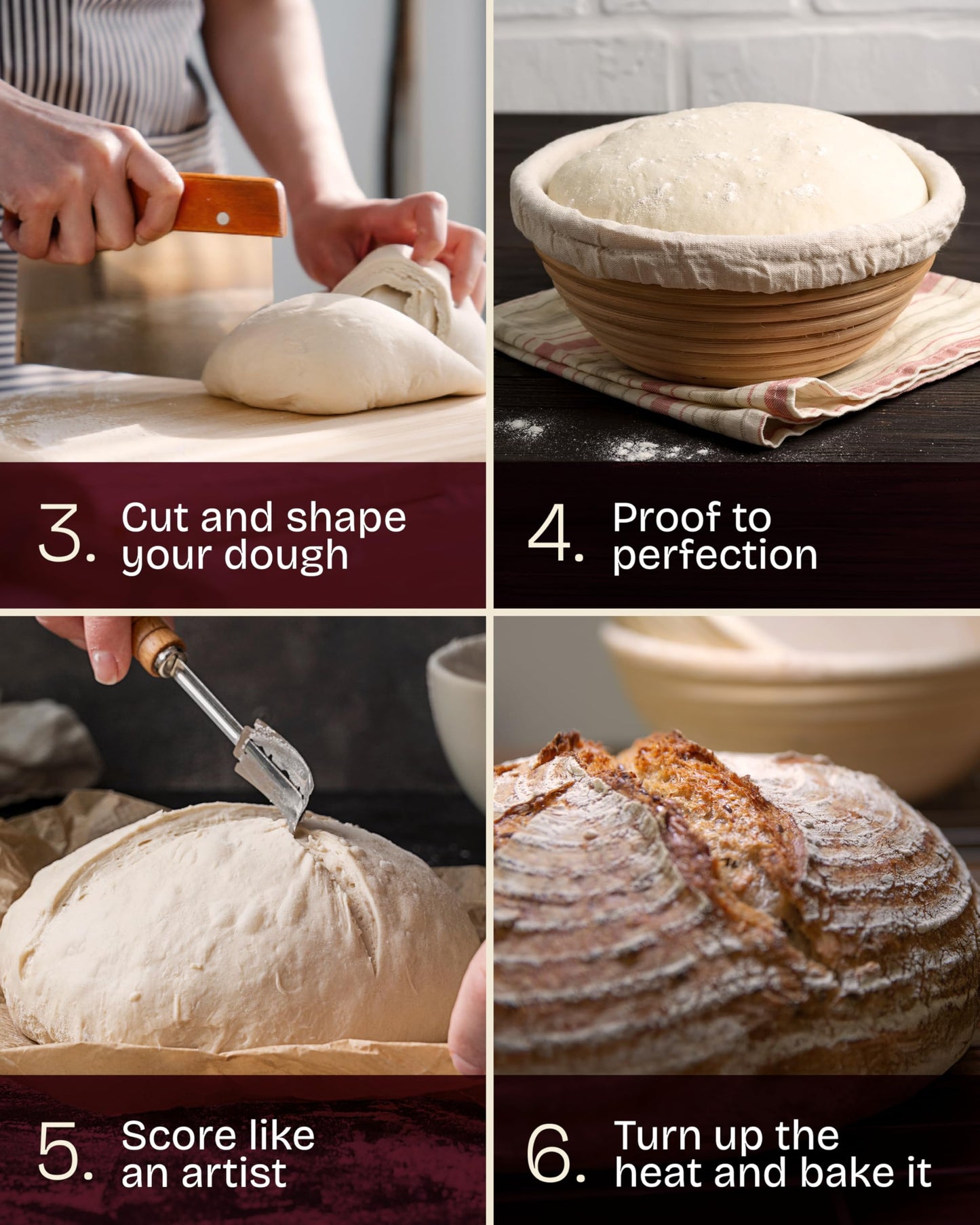 Superbaking 2 pcs Banneton Bread Proofing Basket, 9" Splinter-Free Round Rattan Bread Basket with Liners, Sourdough Starter Kit, Sourdough Bread Baking Supplies & Sourdough Kit, Bread Making Tools