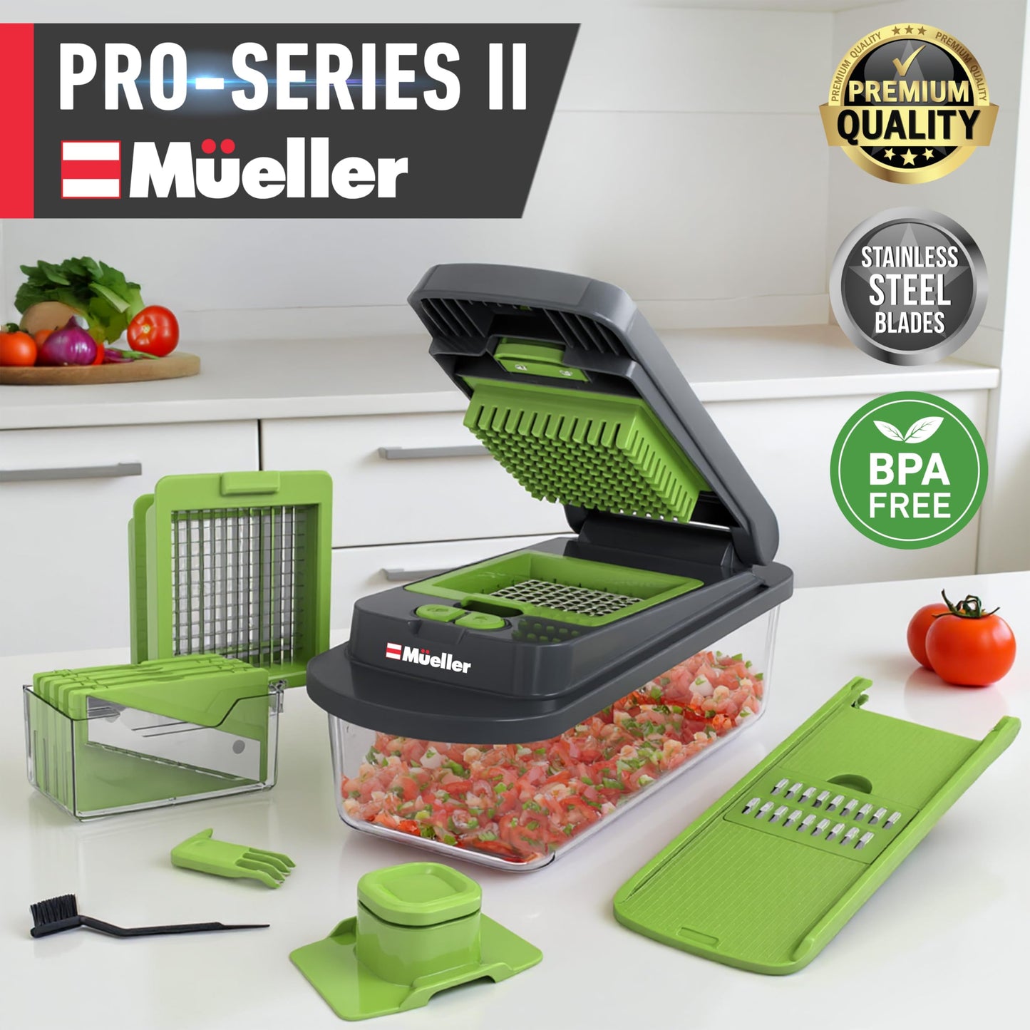 Mueller The Real Original Pro Chopper since 2013 Vegetable Chopper Mandoline Slicer, 8 Blade Food Veggie Chopper Onion Vegetable Cutter with Container, Kitchen Gadgets & Essentials, (10 in 1)