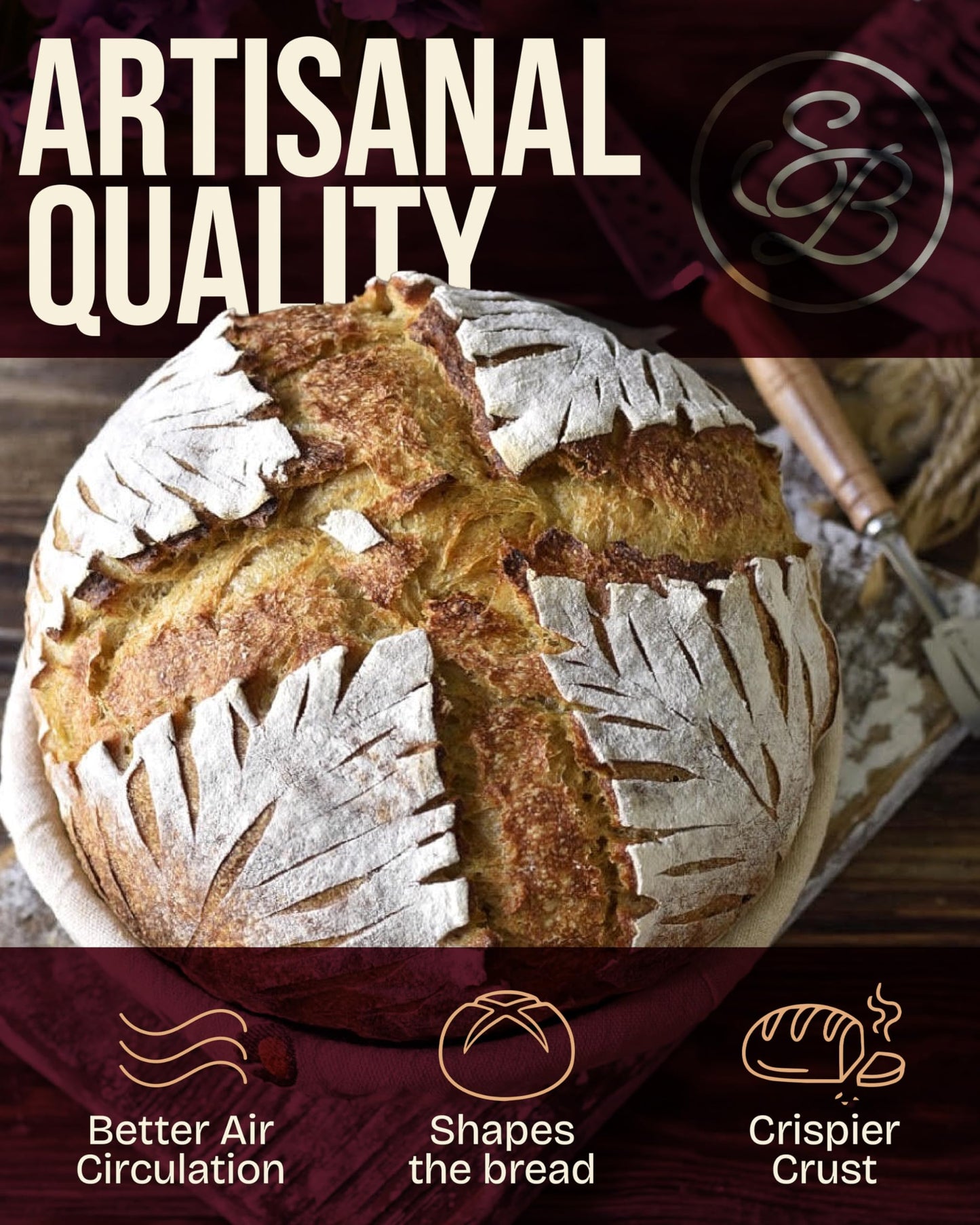 Superbaking 2 pcs Banneton Bread Proofing Basket, 9" Splinter-Free Round Rattan Bread Basket with Liners, Sourdough Starter Kit, Sourdough Bread Baking Supplies & Sourdough Kit, Bread Making Tools