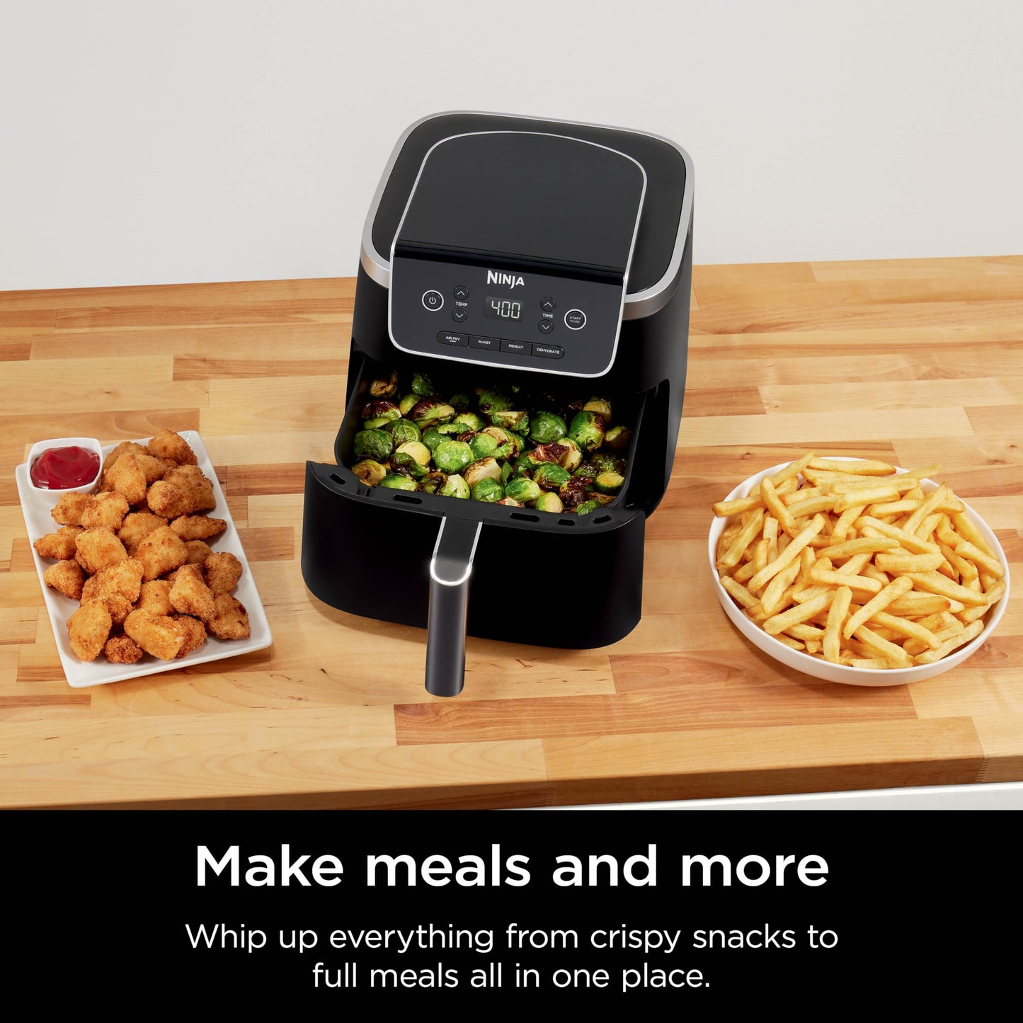 Ninja | Air Fryer | 6.5 QT Pro XL Capacity fits 9lbs of Wings | 6-in-1 Max Crisp, Air Fry, Roast, Bake, Reheat & Dehydrate | Nonstick Basket, Crisper Plate & Recipe Guide | Grey | AF181