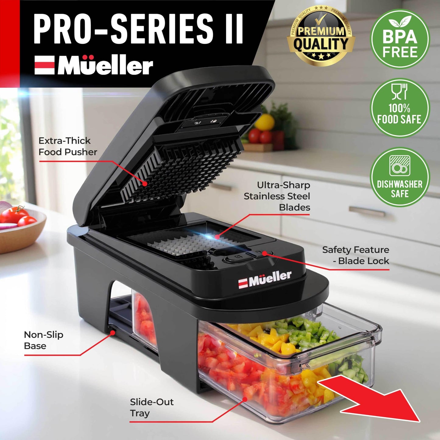 Mueller The Real Original Pro Chopper since 2013 Vegetable Chopper Mandoline Slicer, 8 Blade Food Veggie Chopper Onion Vegetable Cutter with Container, Kitchen Gadgets & Essentials, (10 in 1)