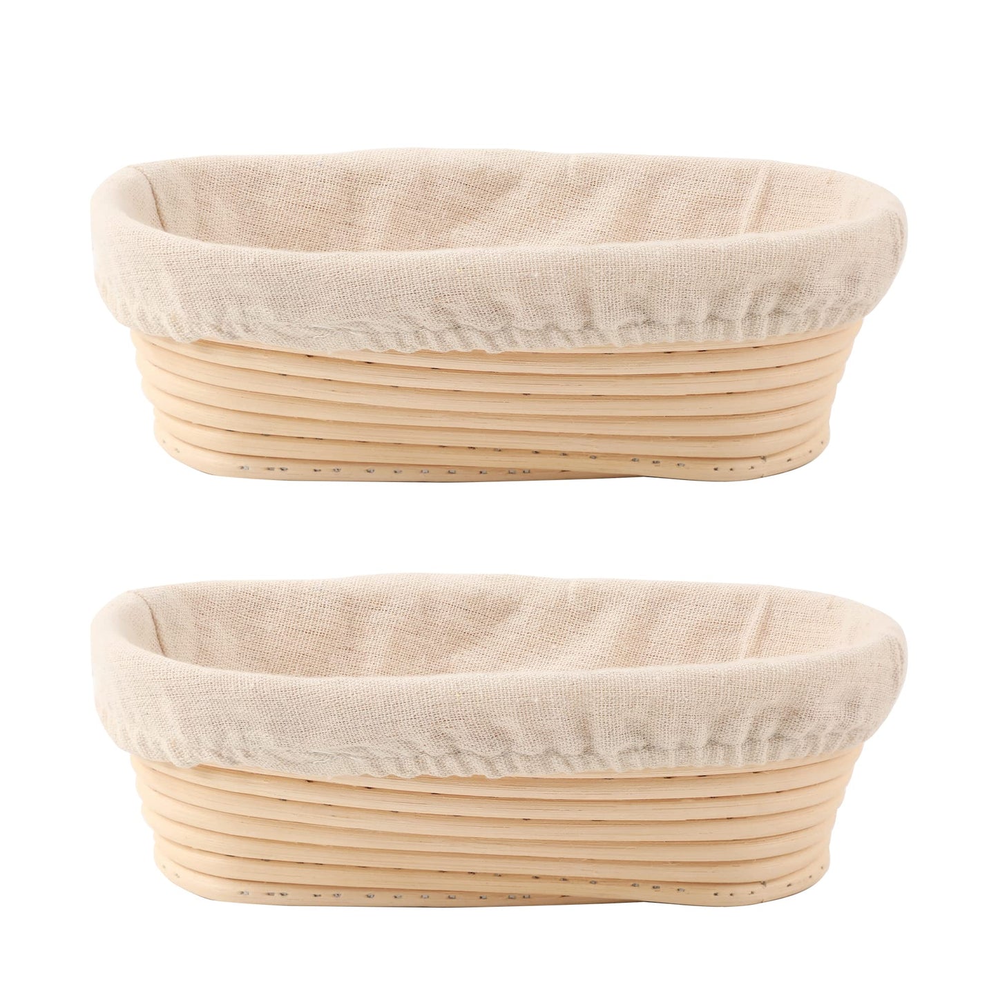 Bread Proofing Baskets Set of 2 10 inch Oval Shaped Dough Proofing Bowls w/Liners Perfect for Professional & Home Sourdough Bread Baking