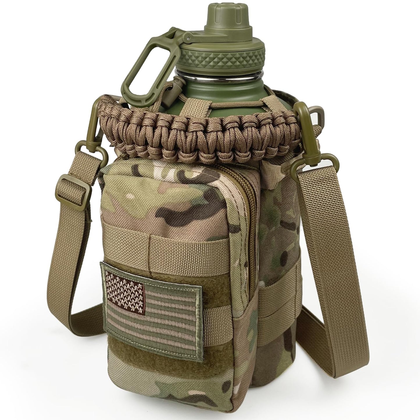 32 Oz Water Bottle with Sleeve - Insulated Bottle with Strap Stainless Steel Gym Water Bottles for Men Sports Workout Hiking All Black