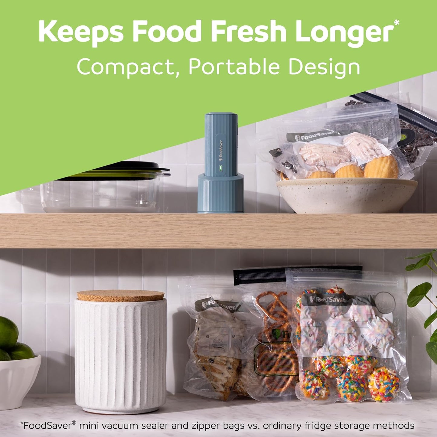 FoodSaver Mini Handheld Vacuum Sealer Machine with Marinate Setting & Charging Dock | Cordless Food Vacuum Sealer for Freezer, Storage, Sous Vide, Meal Prep | Blue