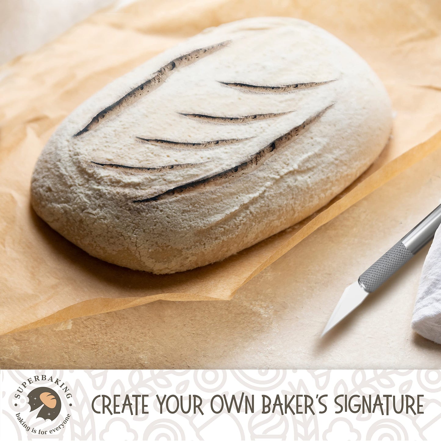 Superbaking 2 pcs Banneton Bread Proofing Basket, 9" Splinter-Free Round Rattan Bread Basket with Liners, Sourdough Starter Kit, Sourdough Bread Baking Supplies & Sourdough Kit, Bread Making Tools