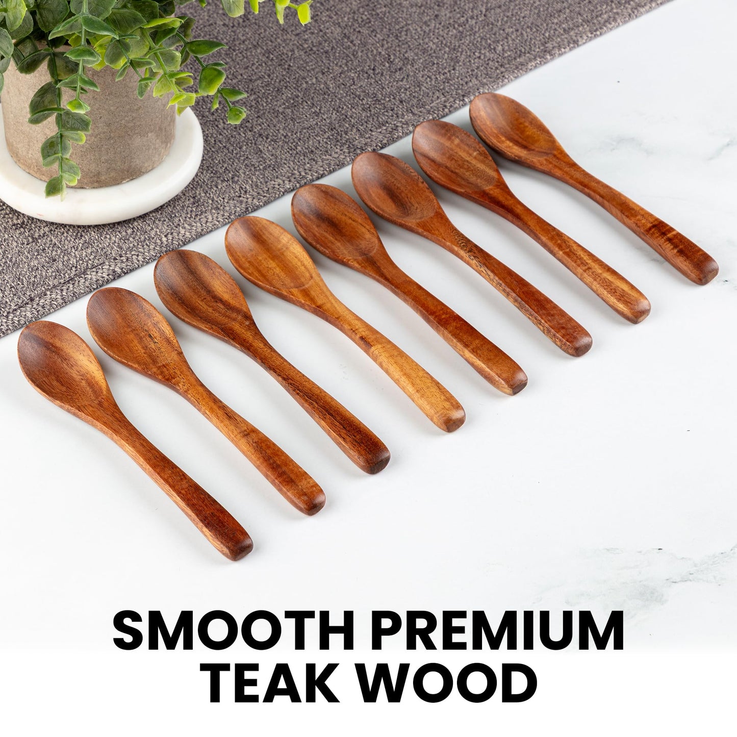 Zulay Kitchen 9.4" Teak Wooden Cooking Spoon – Durable, Non-Stick Wooden Utensil for Cooking, Stirring, Mixing & Serving – Heat-Resistant, Smooth Finish Kitchen Spoon for Nonstick Cookware