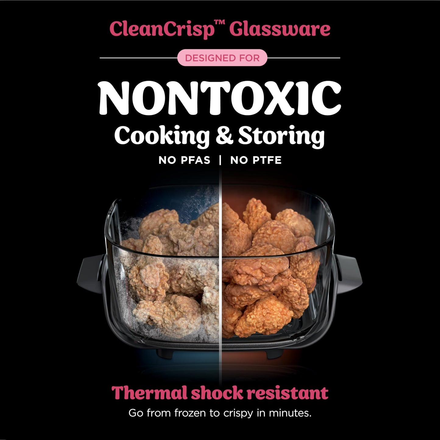 Ninja | Air Fryer | Crispi 4-in-1 Portable Cooking System | 4QT & 6 Cup Glass Containers, Crisper Plates & Storage Lids Included | Microwave, Freezer & Dishwasher Safe | Cherry Crush | FN101DR