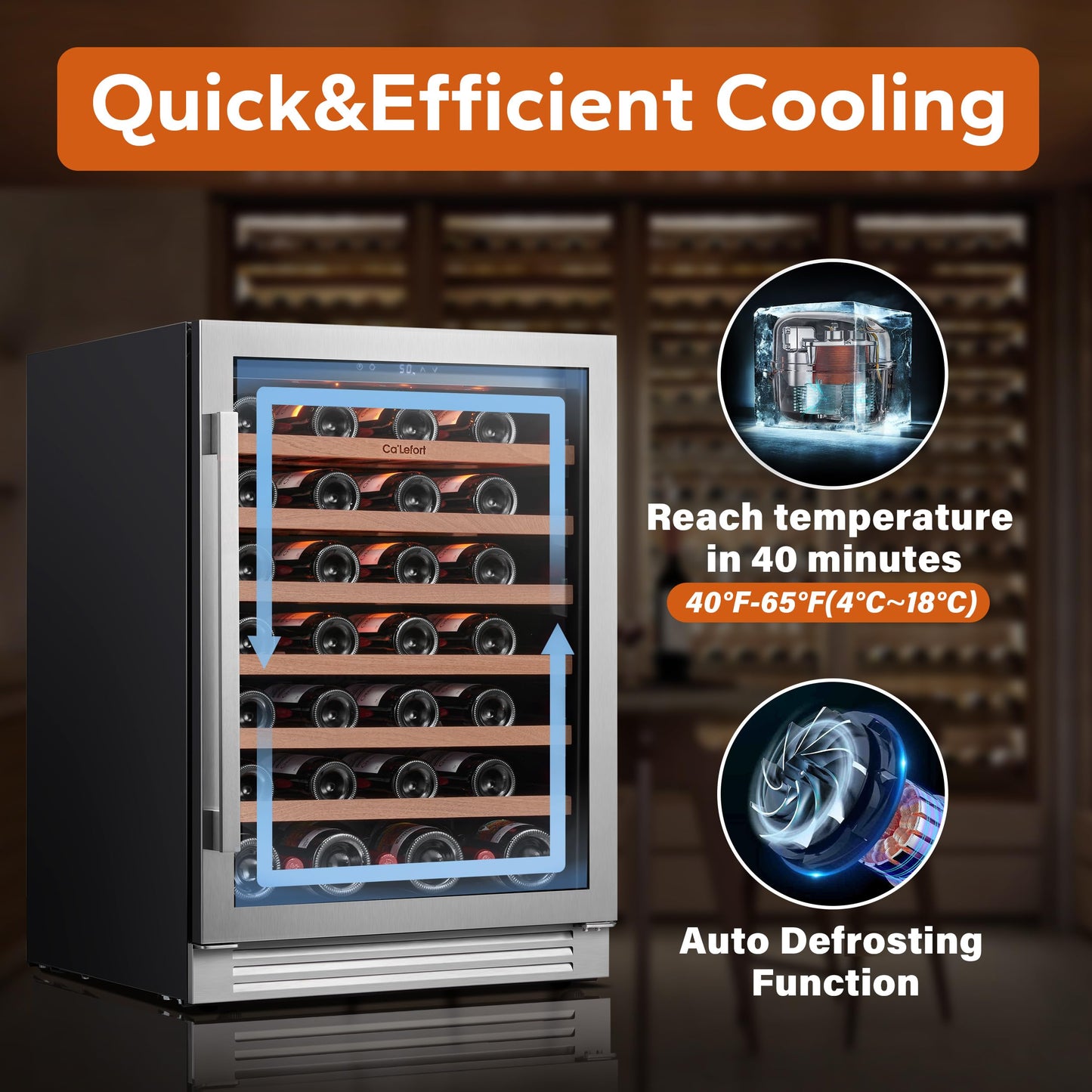 Ca'Lefort 24 Inch Wine and Beverage Refrigerator, 60 Can and 20 Bottle Wine Fridge 36-72°F, 3 LED Dual Zone Wine Cooler with Glass Door, Built-in Compressor Refrigerator for Home/Kitchen (4.10 cu.ft)