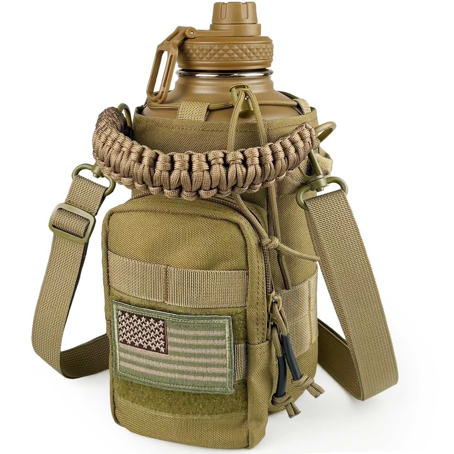 32 Oz Water Bottle with Sleeve - Insulated Bottle with Strap Stainless Steel Gym Water Bottles for Men Sports Workout Hiking All Black