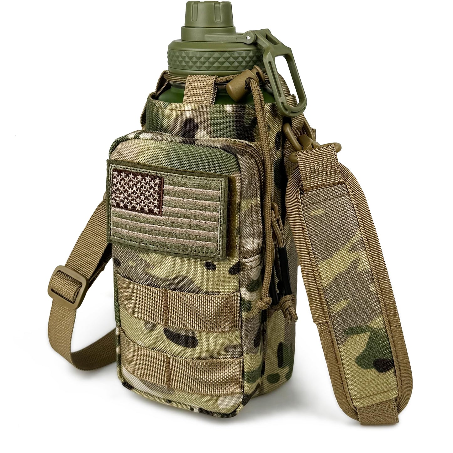 32 Oz Water Bottle with Sleeve - Insulated Bottle with Strap Stainless Steel Gym Water Bottles for Men Sports Workout Hiking All Black