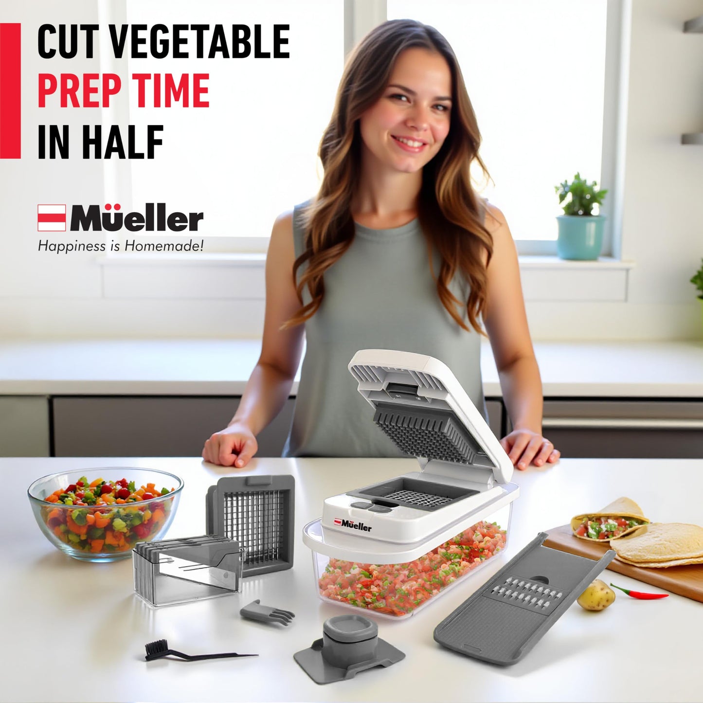 Mueller The Real Original Pro Chopper since 2013 Vegetable Chopper Mandoline Slicer, 8 Blade Food Veggie Chopper Onion Vegetable Cutter with Container, Kitchen Gadgets & Essentials, (10 in 1)