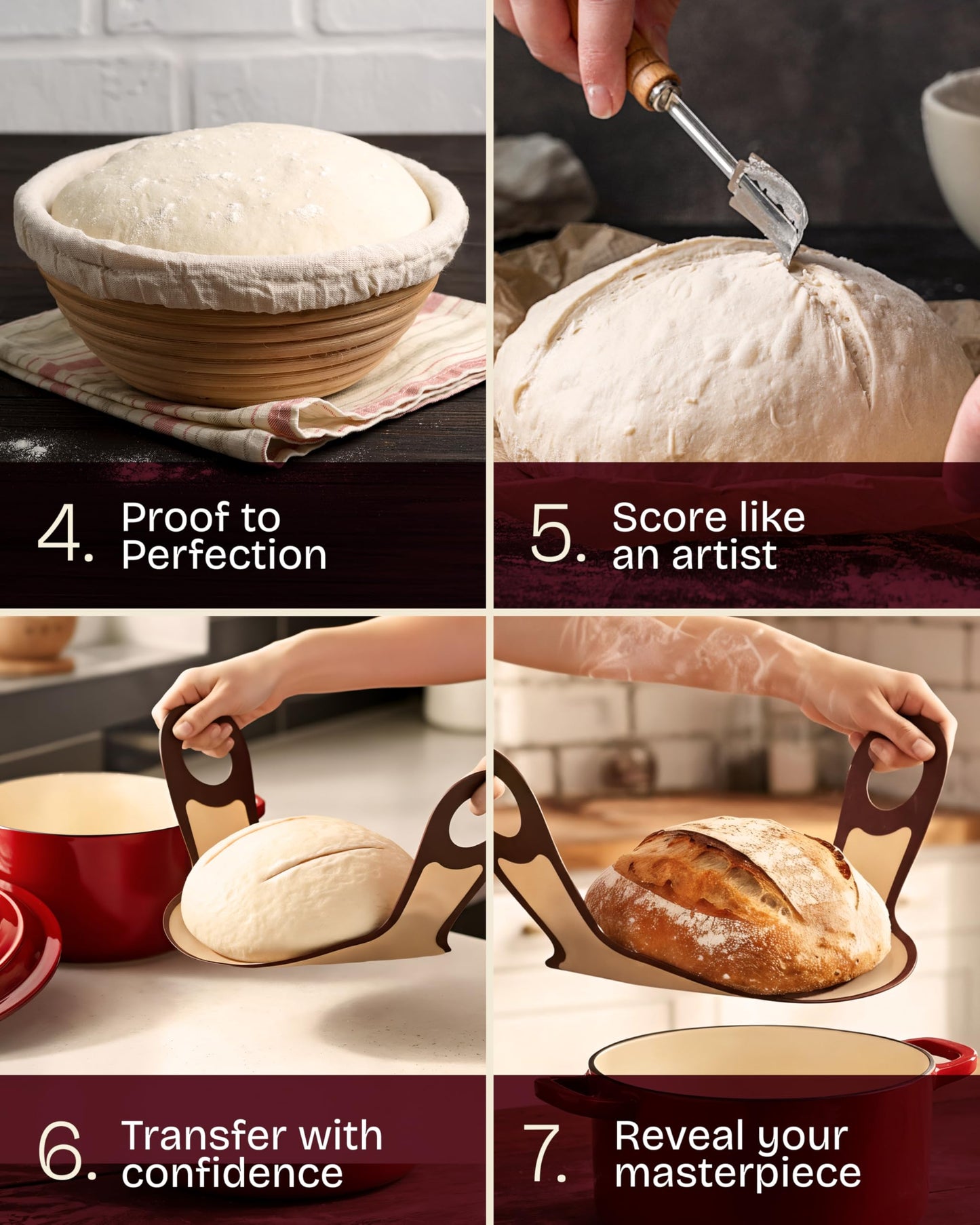 Superbaking 2 pcs Banneton Bread Proofing Basket, 9" Splinter-Free Round Rattan Bread Basket with Liners, Sourdough Starter Kit, Sourdough Bread Baking Supplies & Sourdough Kit, Bread Making Tools