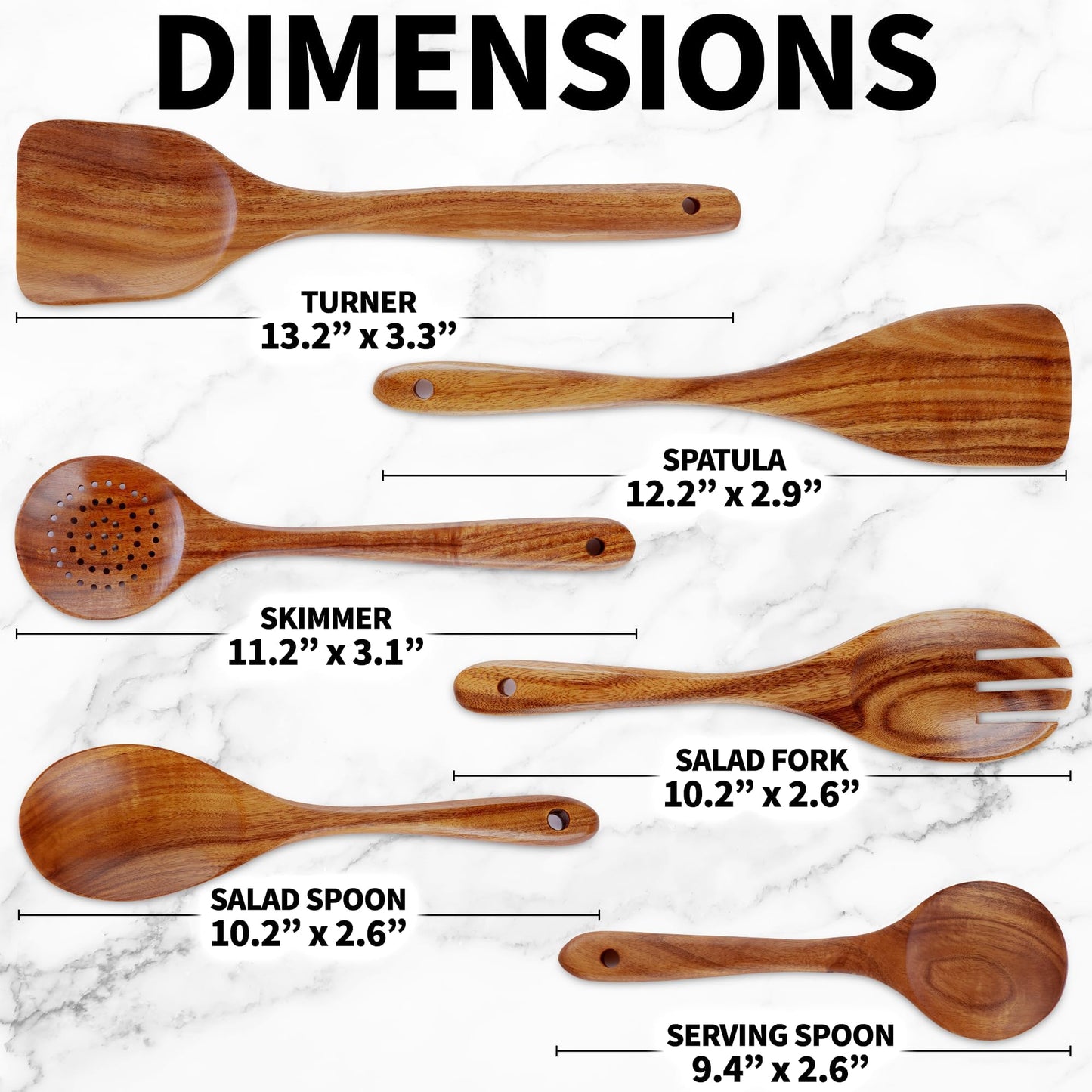 Zulay Kitchen 9.4" Teak Wooden Cooking Spoon – Durable, Non-Stick Wooden Utensil for Cooking, Stirring, Mixing & Serving – Heat-Resistant, Smooth Finish Kitchen Spoon for Nonstick Cookware