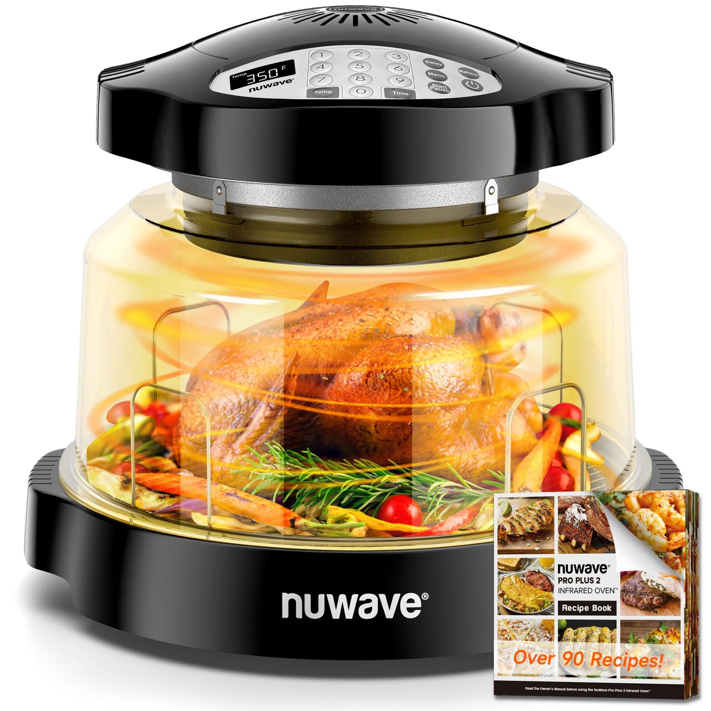 Nuwave Oven Pro Plus Air Fryer, Infra-Red Countertop, 2025 Advanced Convection, No Defrosting or Preheating, Cook Fresh or Frozen, Durable Power Dome, 100 Presets & 50 Memory, PFAS Free, Dark Blue