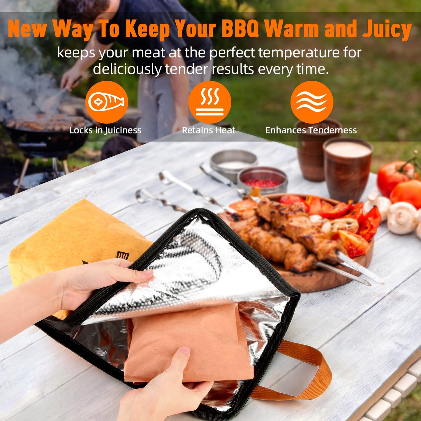 21in BBQ Blanket for Resting Meat- Smoking Meat Insulated Bag for Brisket/Beef/Pork Shoulder/Turkey- Christmas Stocking Stuffers Birthday Anniversary Retirement Smoker Accessories Gift for Men Him Dad