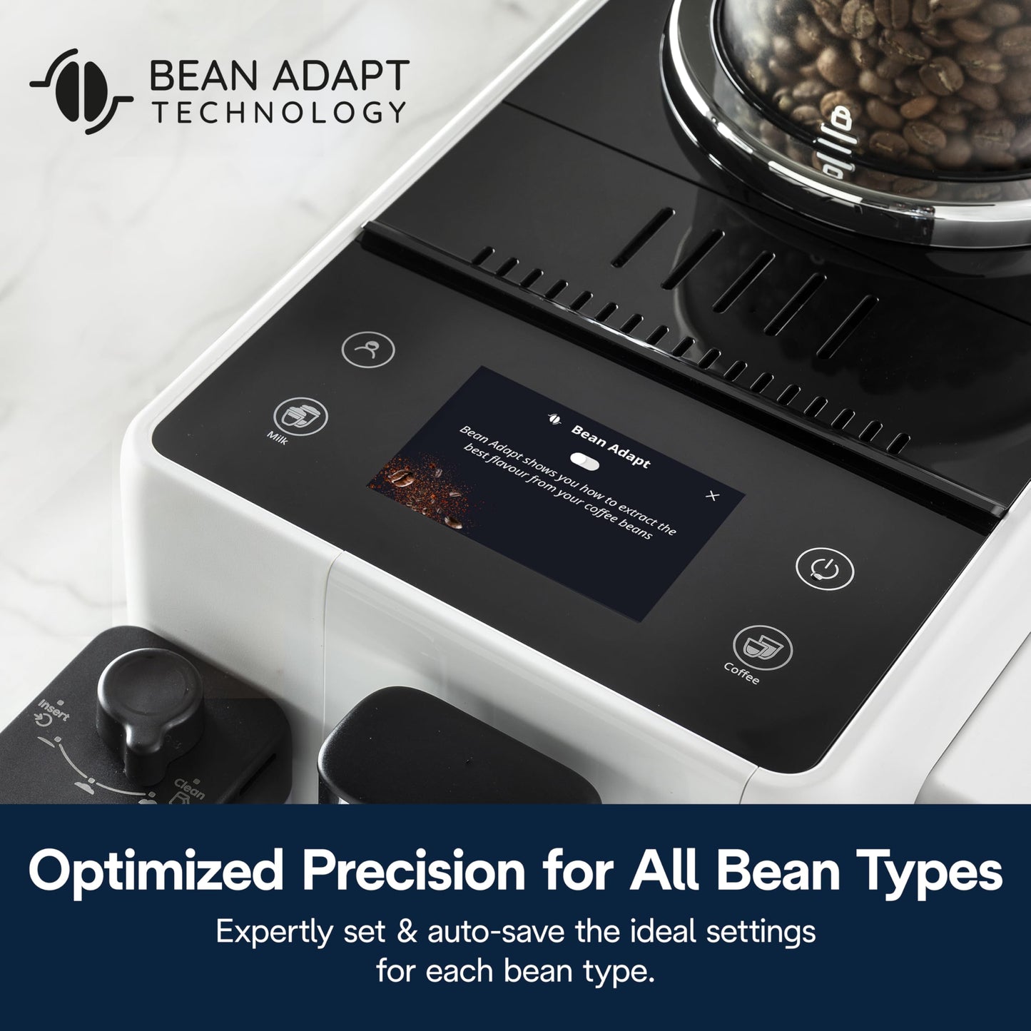 De'Longhi Rivelia Automatic Espresso Machine with Grinder & Milk Frother – All-in-One Coffee Maker, Hot & Iced Latte, Cappuccino, Bean Switch System, Burr Grinder, Compact Italian Design, Black