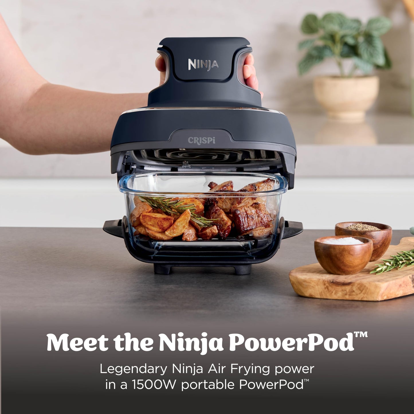 Ninja | Air Fryer | Crispi 4-in-1 Portable Cooking System | 4QT & 6 Cup Glass Containers, Crisper Plates & Storage Lids Included | Microwave, Freezer & Dishwasher Safe | Cherry Crush | FN101DR