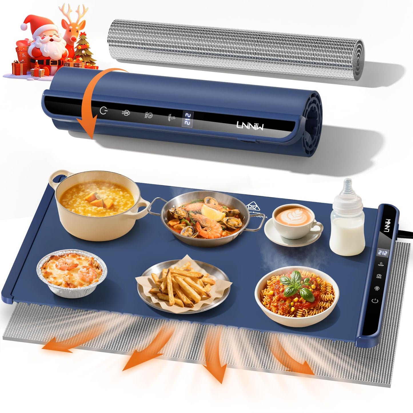 Food Warming Mat with Heat-Resistant Pad, 26X15 Inch, 6 Temperature & 6 Timer Settings, Child Lock Safety,Food Warmer Chafing Dishes for Buffet,Gatherings,Parties,Everyday Use