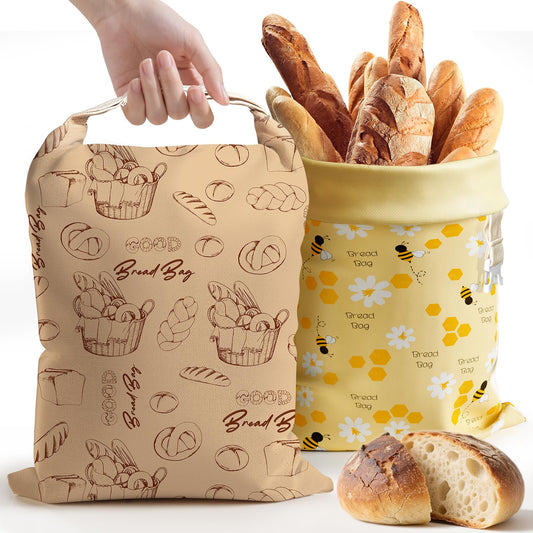 Aofmee Reusable Beeswax Bread Bags for Homemade Bread, 2 Pack Sourdough Bread Bags, XL Natural Cotton Beeswax Bag, Fresh Keeping Extra Large Bread Food Storage Bag for Gift Giving