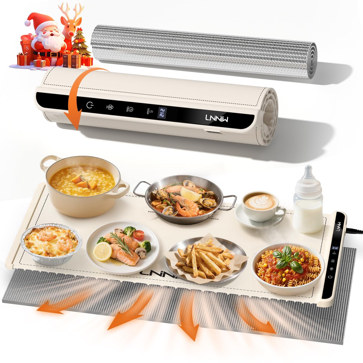 Food Warming Mat with Heat-Resistant Pad, 26X15 Inch, 6 Temperature & 6 Timer Settings, Child Lock Safety,Food Warmer Chafing Dishes for Buffet,Gatherings,Parties,Everyday Use