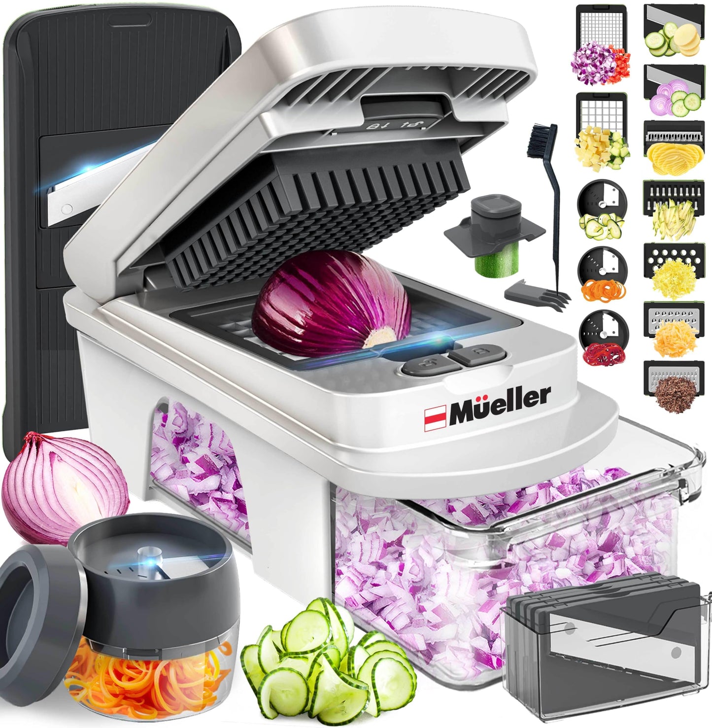 Mueller The Real Original Pro Chopper since 2013 Vegetable Chopper Mandoline Slicer, 8 Blade Food Veggie Chopper Onion Vegetable Cutter with Container, Kitchen Gadgets & Essentials, (10 in 1)