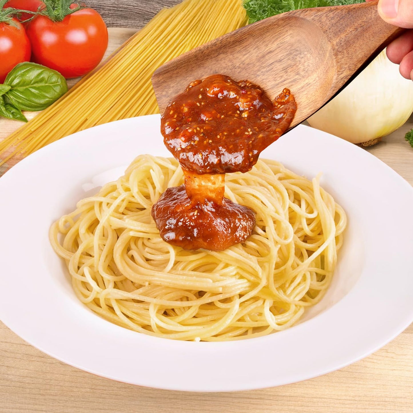 9 Piece Natural Teak Wooden Kitchen Utensil Set with Spoon Rest - Comfort Grip Cooking Spoons and Utensils Holder