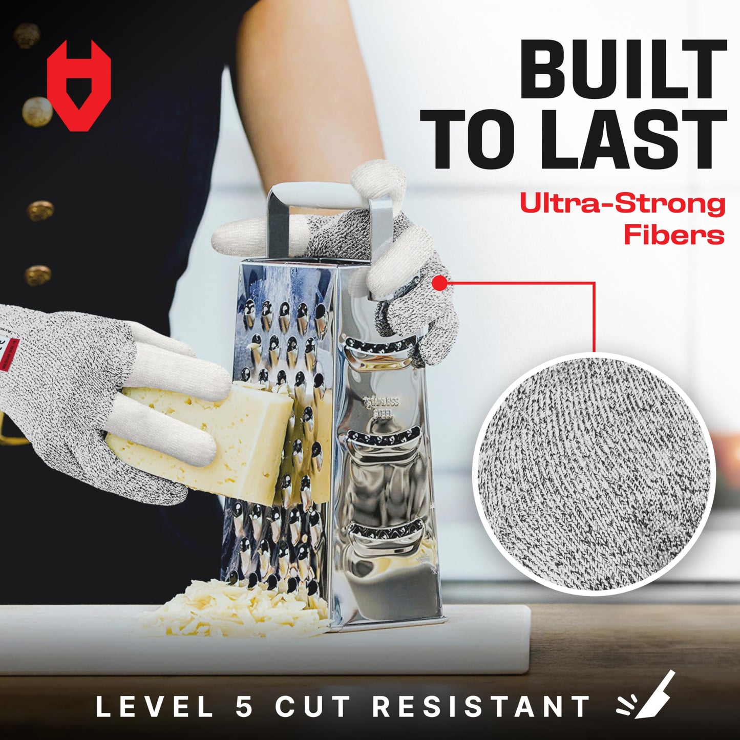 NoCry Professional Cut Resistant Work Gloves for Men and Women with Firm Grip and Waterproof Palms — Touchscreen Tips & Reinforced Thumb — Ideal for Cutting, Slicing and Dicing