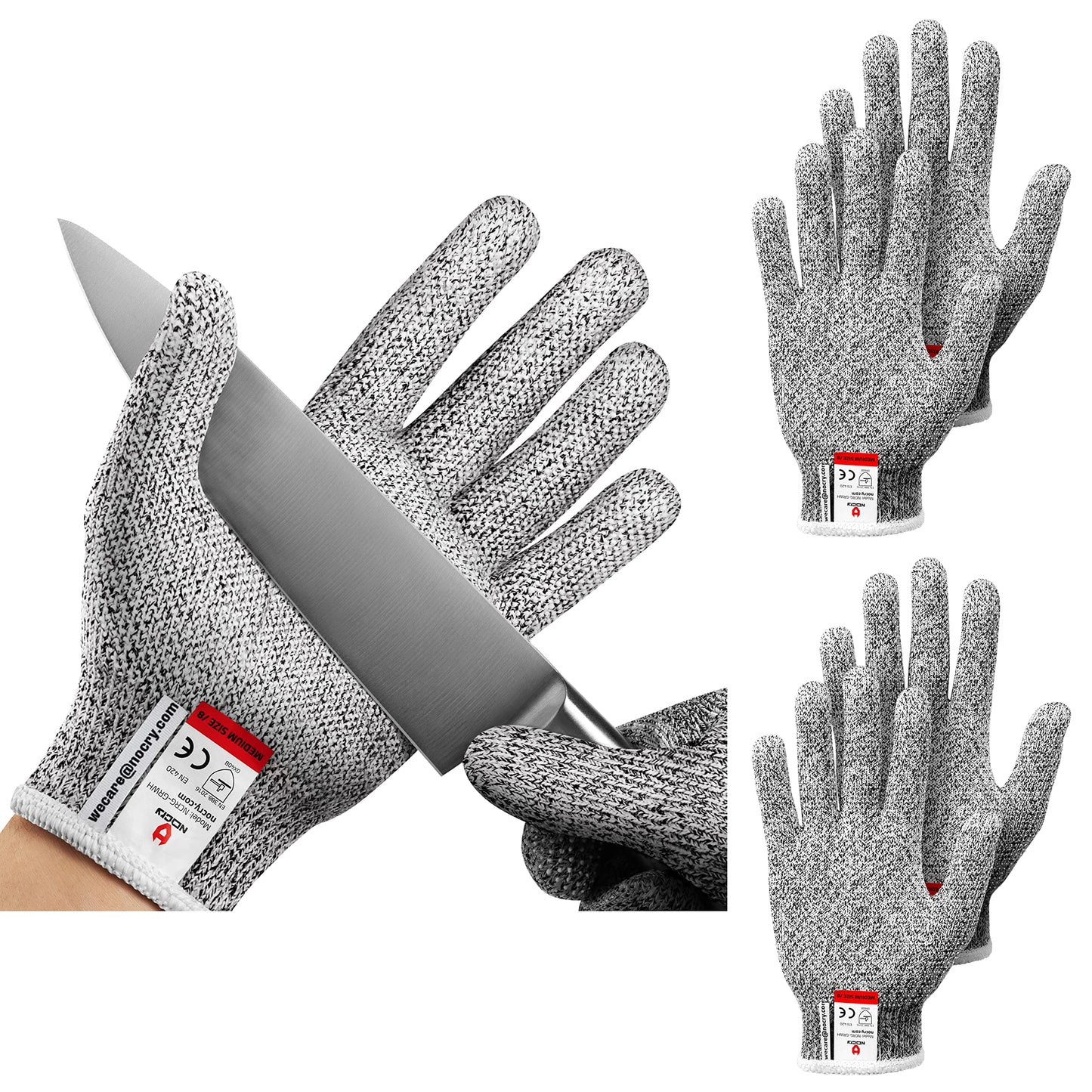 NoCry Cut Resistant Gloves Food Grade with Grip Dots for Superb Grip - Breathable & Lightweight Cutting Gloves for Chefs - Ambidextrous - Cut Resistant Kitchen Gloves for Cutting or Woodworking Gloves