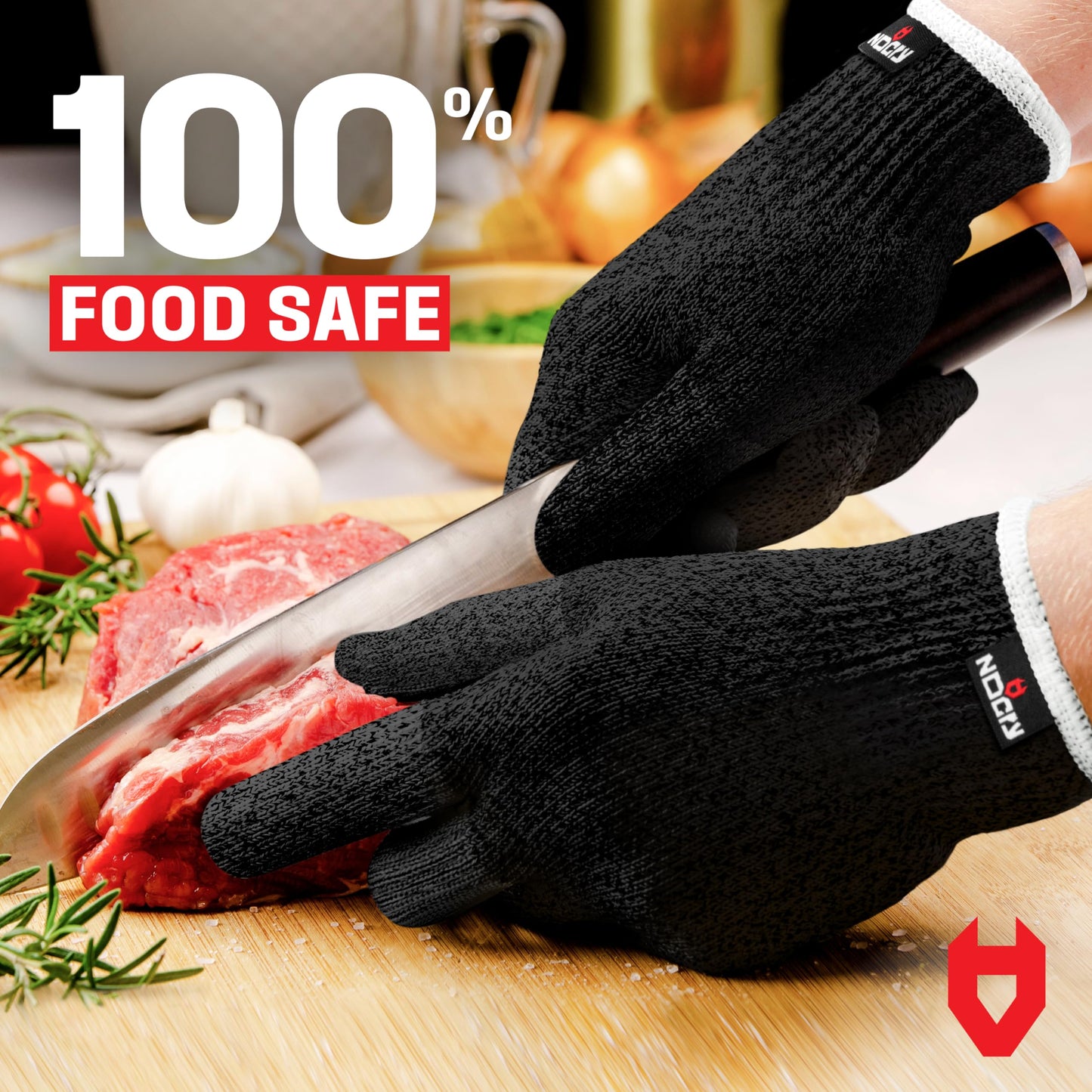 NoCry Cut Resistant Gloves Food Grade with Grip Dots for Superb Grip - Breathable & Lightweight Cutting Gloves for Chefs - Ambidextrous - Cut Resistant Kitchen Gloves for Cutting or Woodworking Gloves