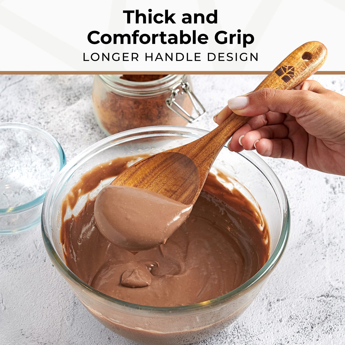 Wooden Spoons for Cooking – 10 Pc Teak Wood Utensil Set, Durable, Nonstick Safe & Heat Resistant with Ergonomic Handles - Unique Kitchen Gifts for Women Men, Cooking Gifts for Men Women