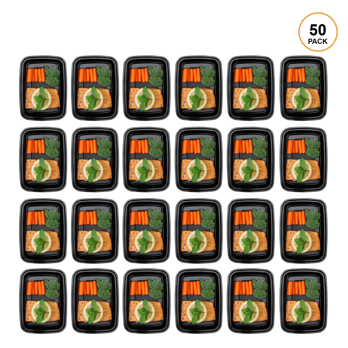 Freshware Meal Prep Containers [150 Pack] 1 Compartment with Lids, Food Storage Containers, Bento Box, BPA Free, Stackable, Microwave/Dishwasher/Freezer Safe (24 oz)