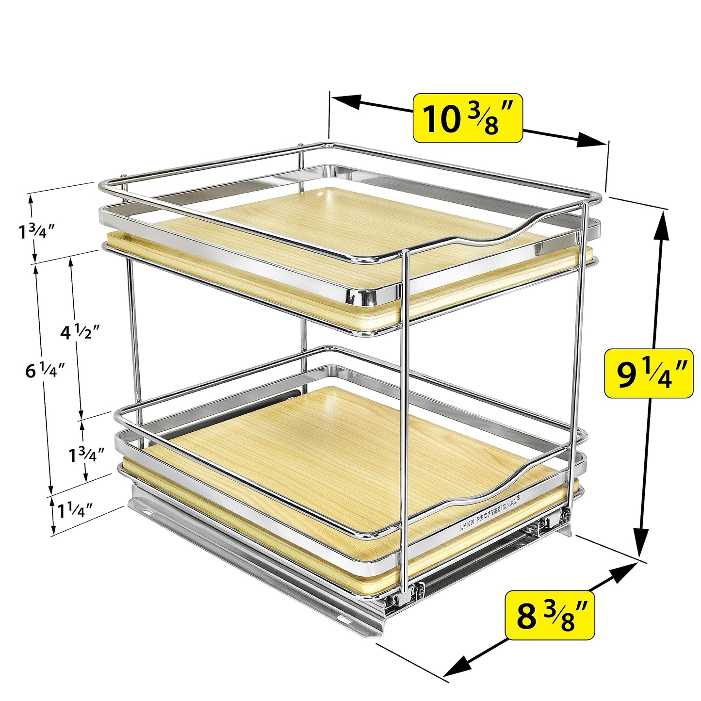LYNK PROFESSIONAL® Pull Out Spice Rack Organizer for Inside Kitchen Cabinets - 4-3/8 inch Wide - Slide Out Drawer – Black Sliding Spice Cabinet Organization Shelf Racks - 2 Tier