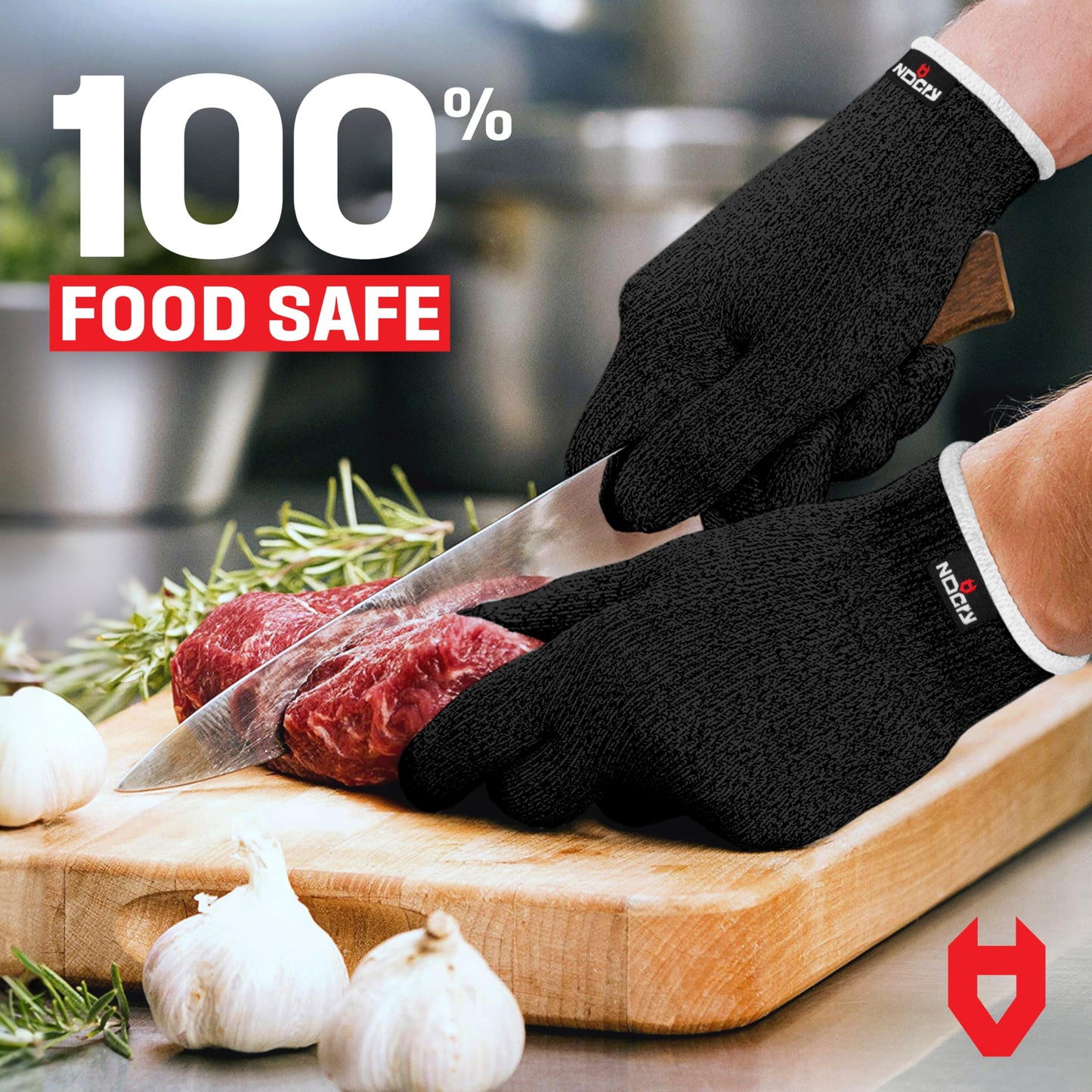 NoCry Professional Cut Resistant Work Gloves for Men and Women with Firm Grip and Waterproof Palms — Touchscreen Tips & Reinforced Thumb — Ideal for Cutting, Slicing and Dicing