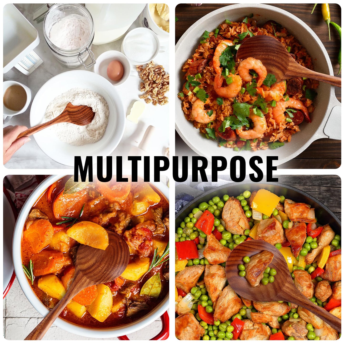 Zulay Kitchen 9.4" Teak Wooden Cooking Spoon – Durable, Non-Stick Wooden Utensil for Cooking, Stirring, Mixing & Serving – Heat-Resistant, Smooth Finish Kitchen Spoon for Nonstick Cookware