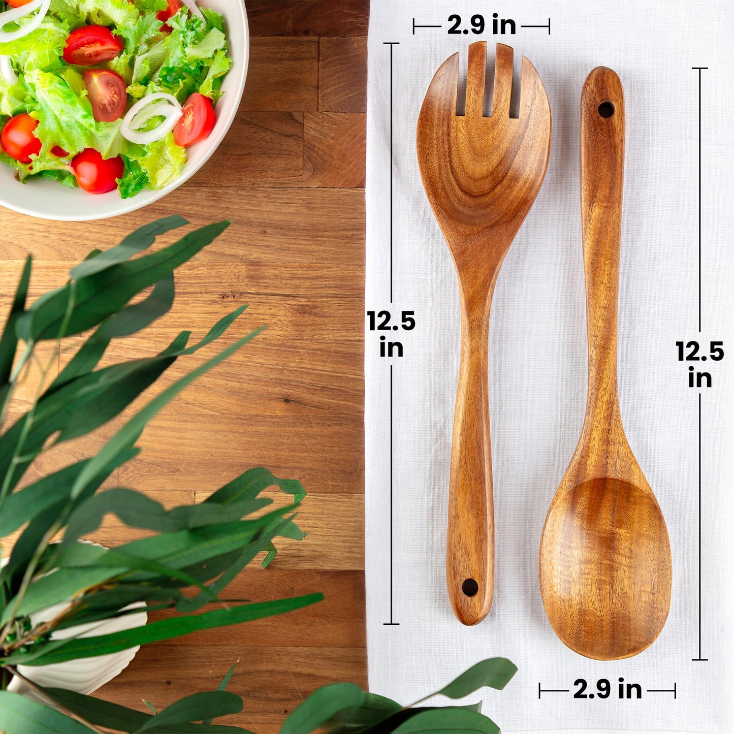 Zulay Kitchen 9.4" Teak Wooden Cooking Spoon – Durable, Non-Stick Wooden Utensil for Cooking, Stirring, Mixing & Serving – Heat-Resistant, Smooth Finish Kitchen Spoon for Nonstick Cookware