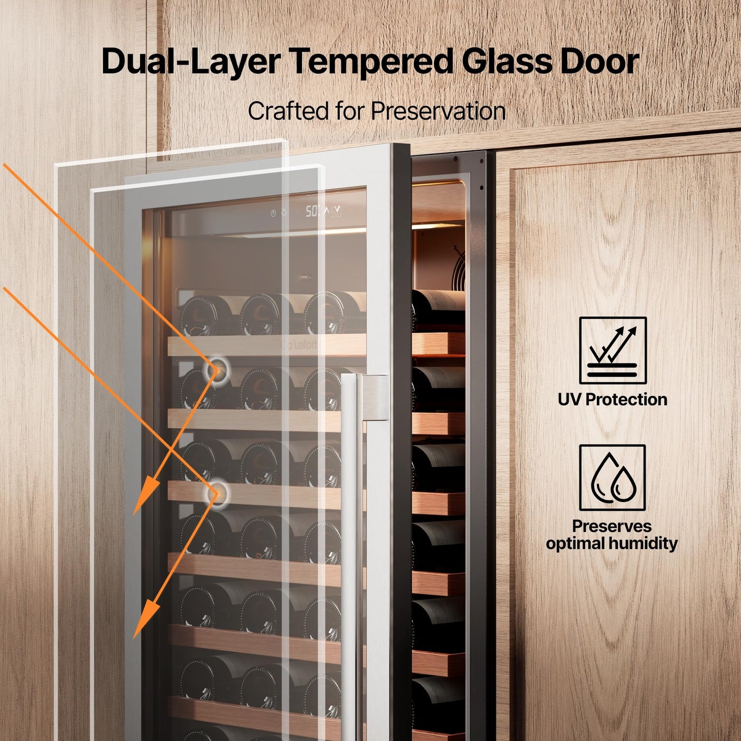 Ca'Lefort 24 Inch Wine Fridge, Dual Zone 90 Bottle Wine Cooler Refrigerator, 40-65°F Refrigerator with Glass Door, 3 LED Built-in/Freestanding Fridge for Bar/Kitchen/Resterant (Left-Hinged)