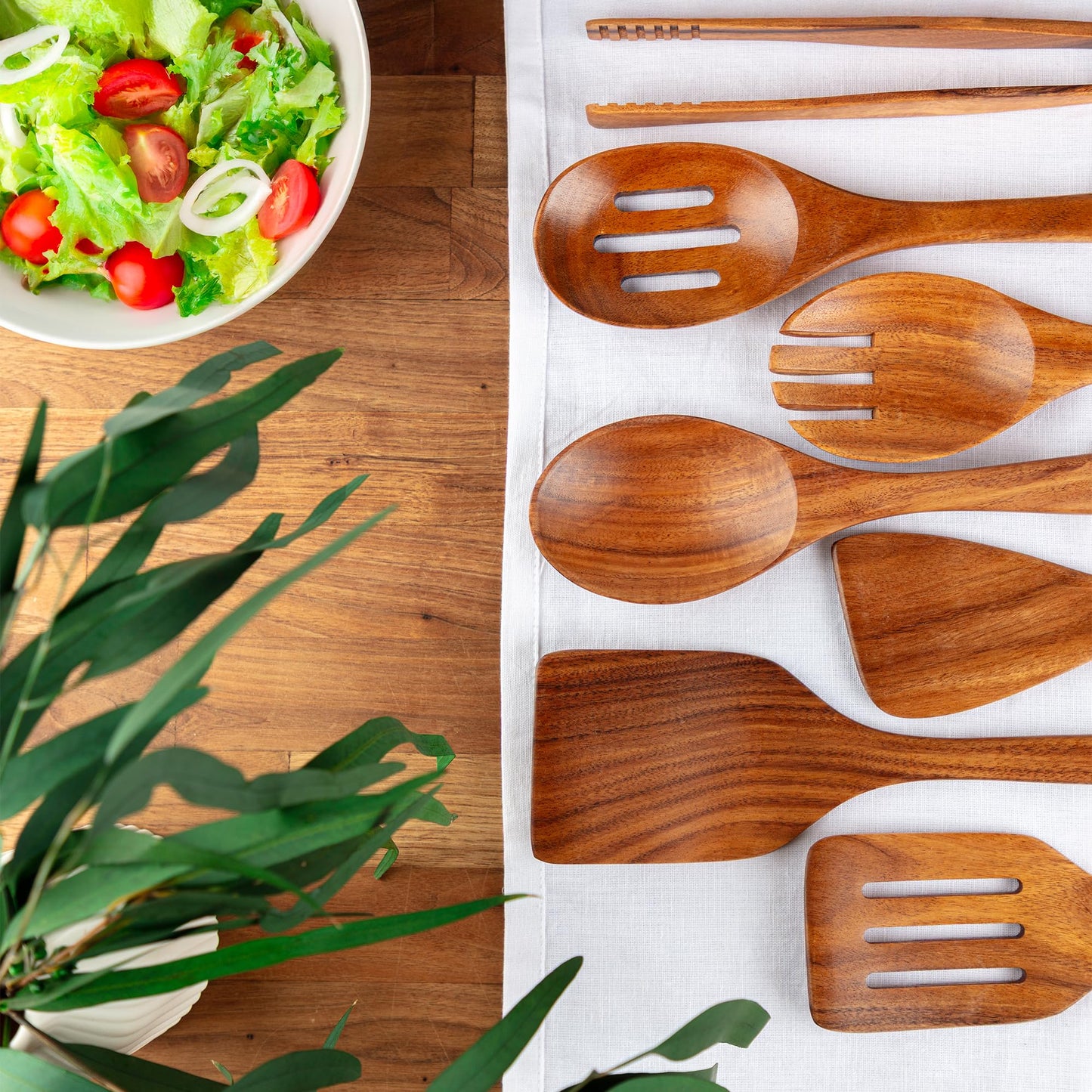 Zulay Kitchen 9.4" Teak Wooden Cooking Spoon – Durable, Non-Stick Wooden Utensil for Cooking, Stirring, Mixing & Serving – Heat-Resistant, Smooth Finish Kitchen Spoon for Nonstick Cookware