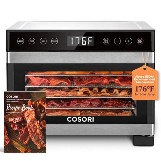 COSORI Food Dehydrator, Bigger Than 7 Trays With Large 6.5" Drying Space, 600W Power Saves More Time Than 480W, 165°F Dehydrated Dryer for Jerky, Dog Treats, Herbs, Meat, Fruit, and Yogurt, Silver