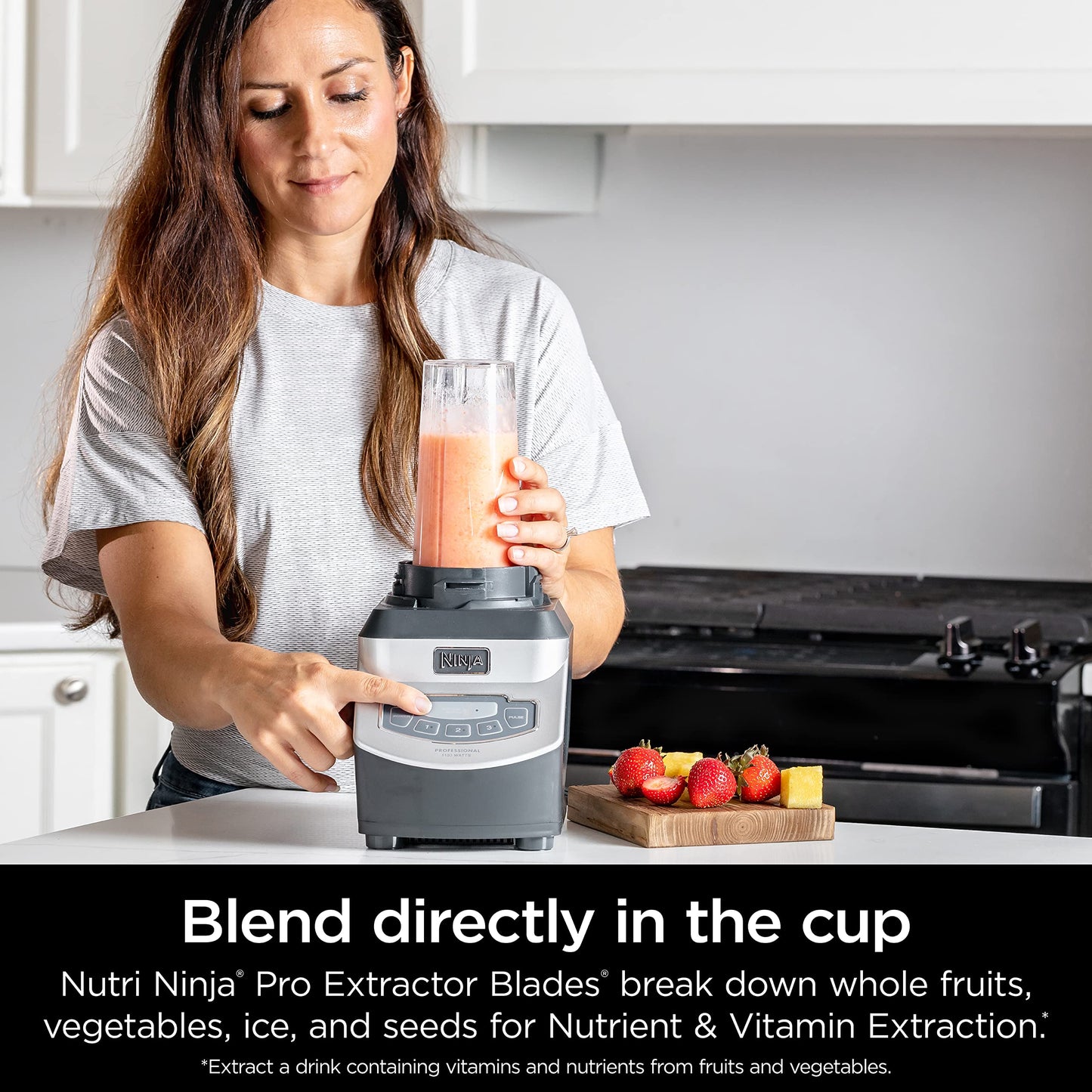 Ninja BN801 Professional Plus Kitchen System, 1400 WP, 5 Functions for Smoothies, Chopping, Dough & More with Auto IQ, 72-oz.* Blender Pitcher, 64-oz. Processor Bowl, (2) 24-oz. To-Go Cups, Grey