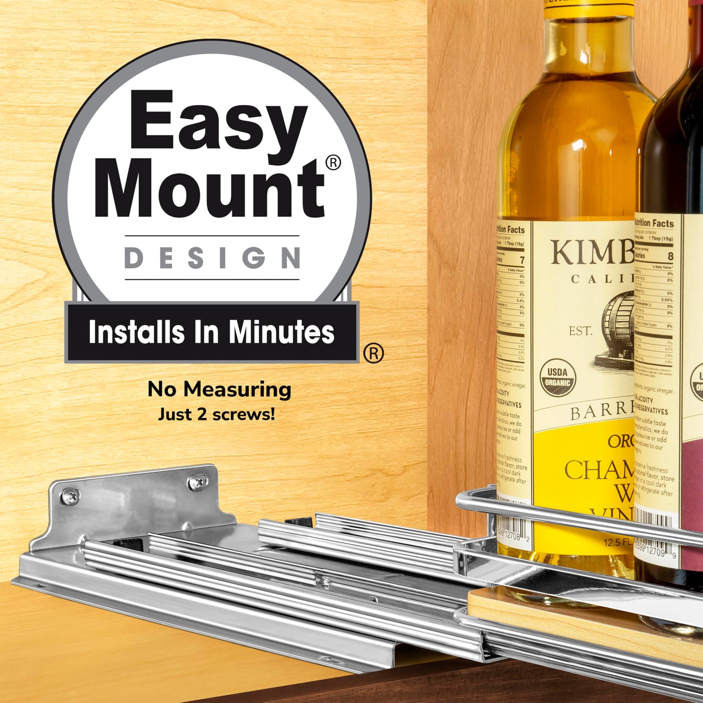 LYNK PROFESSIONAL® Pull Out Spice Rack Organizer for Inside Kitchen Cabinets - 4-3/8 inch Wide - Slide Out Drawer – Black Sliding Spice Cabinet Organization Shelf Racks - 2 Tier