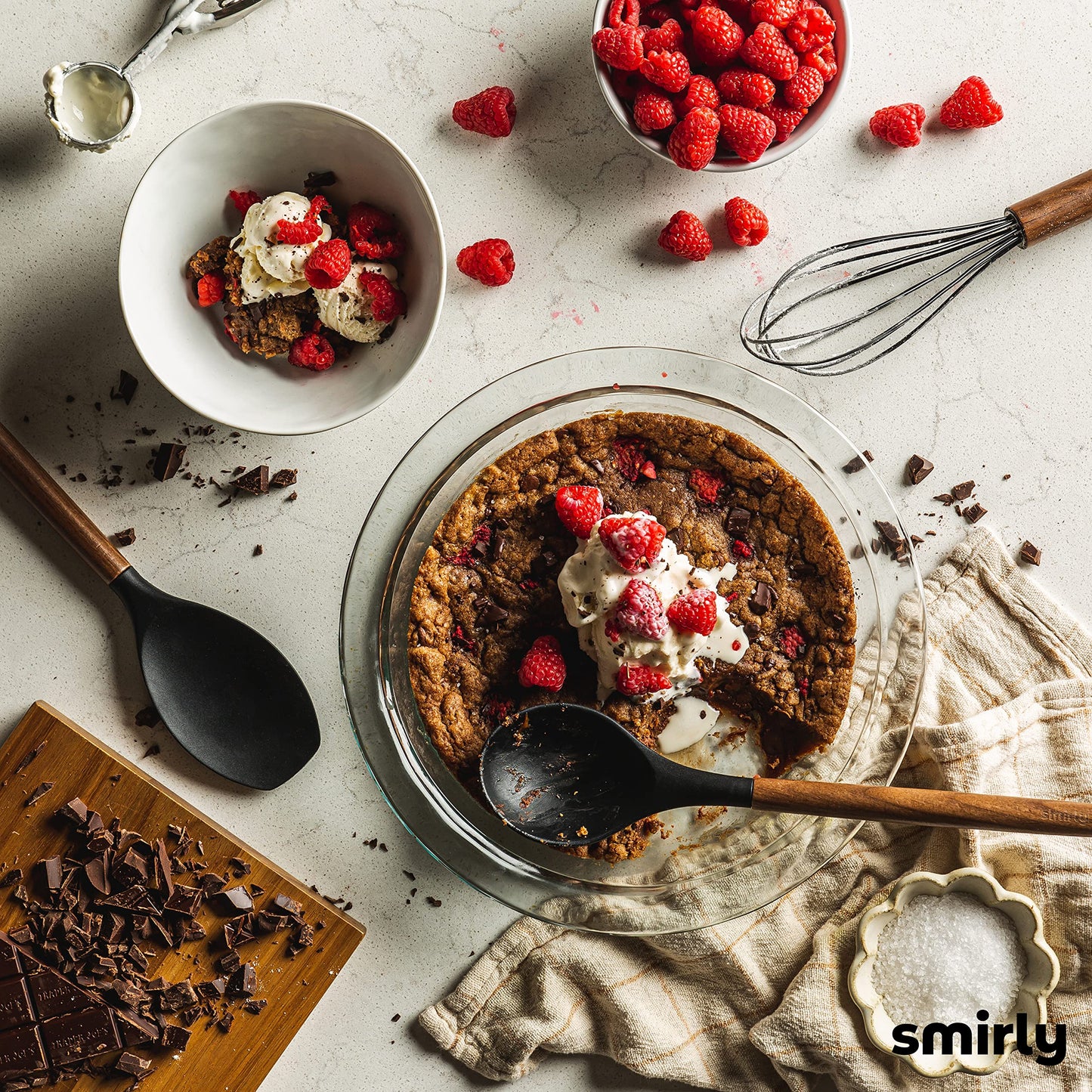 Silicone Kitchen Utensils Set & Holder: Cooking Utensils Set - Kitchen Essentials for New Home & 1st Apartment- Silicone Spatula Set, Cooking Spoons for Nonstick Cookware (Acacia Wood, Cream White)