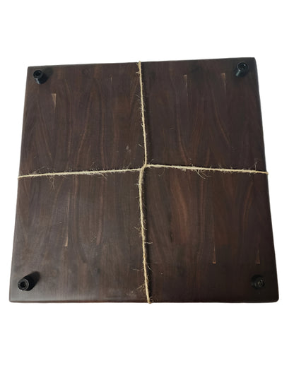 Handmade 11" x 11" x 1.25" Black Walnut Cutting Board with Non-Slip Peg Feet – Stable, Durable, and Elegant