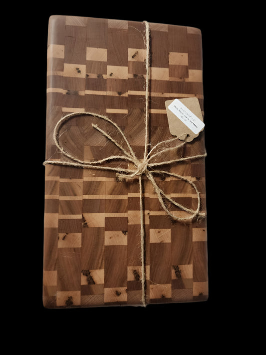 Homemade 6.25" x 8.25" x 2" Black Walnut, Cherry & Maple Cutting Board – Compact, Elegant, and Multi-Purpose