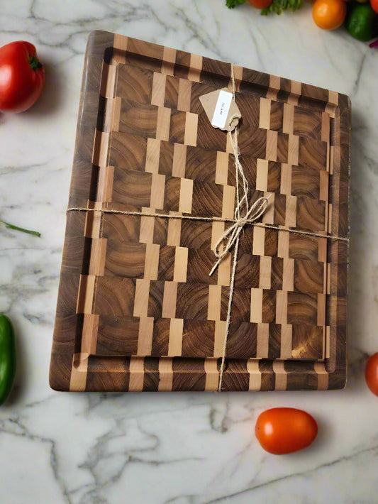 Handcrafted Butcher Block - Elegant Burmese Teak & Hard Maple Design
