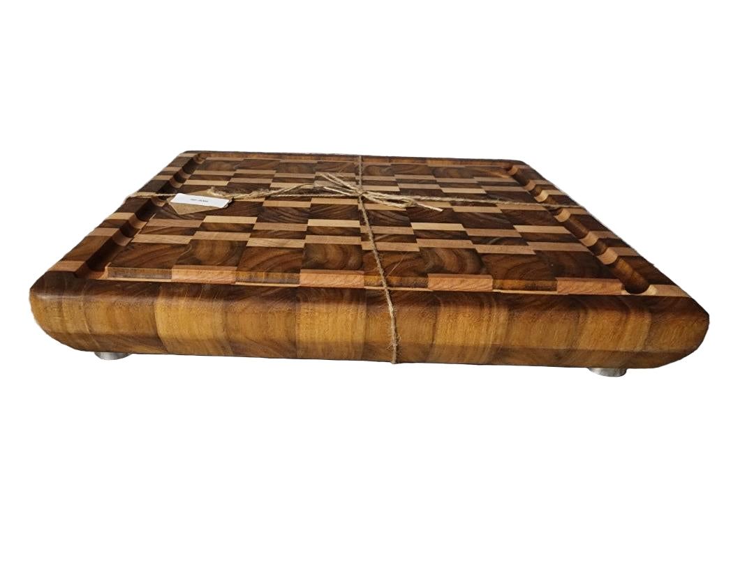 Handcrafted Butcher Block - Elegant Burmese Teak & Hard Maple Design