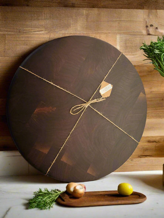 Extra Large Round Black Walnut End Grain Butcher Block – 16x2" 