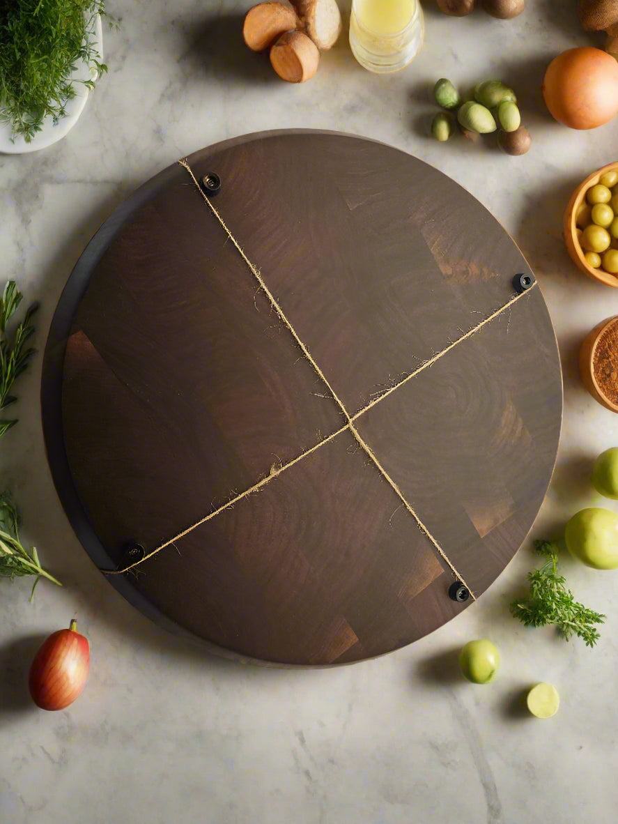 Extra Large Round Black Walnut End Grain Butcher Block – 16x2" 