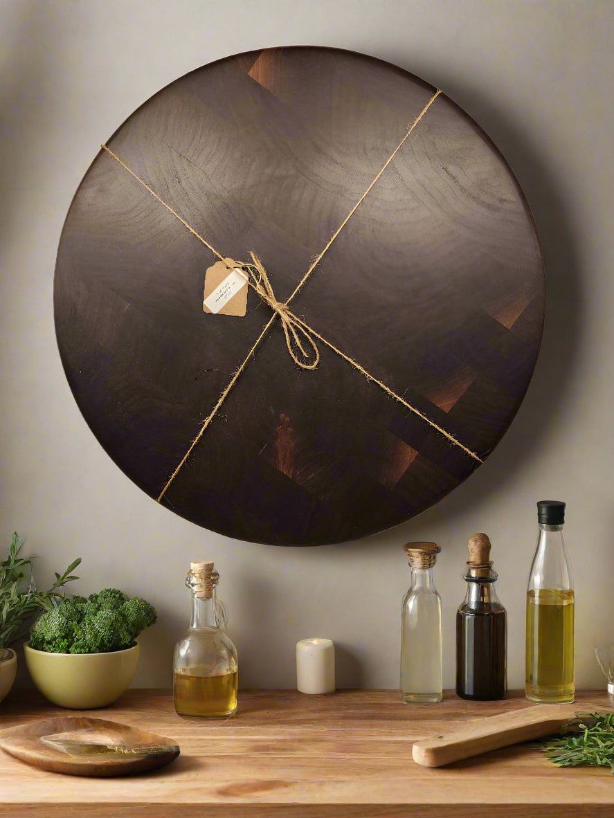 Extra Large Round Black Walnut End Grain Butcher Block – 16x2" 