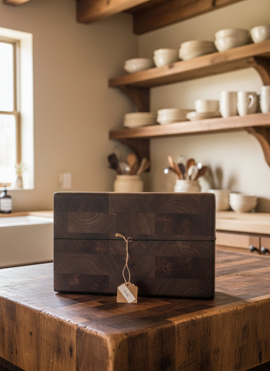 Handcrafted Black Walnut End Grain Butcher Board – 6.5" x 10.5" x 1.5" with Rubber Feet